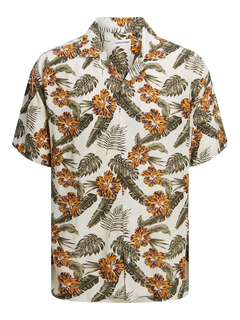 Jack & Jones  - Jeff Resort Floral Skjorte Hvid