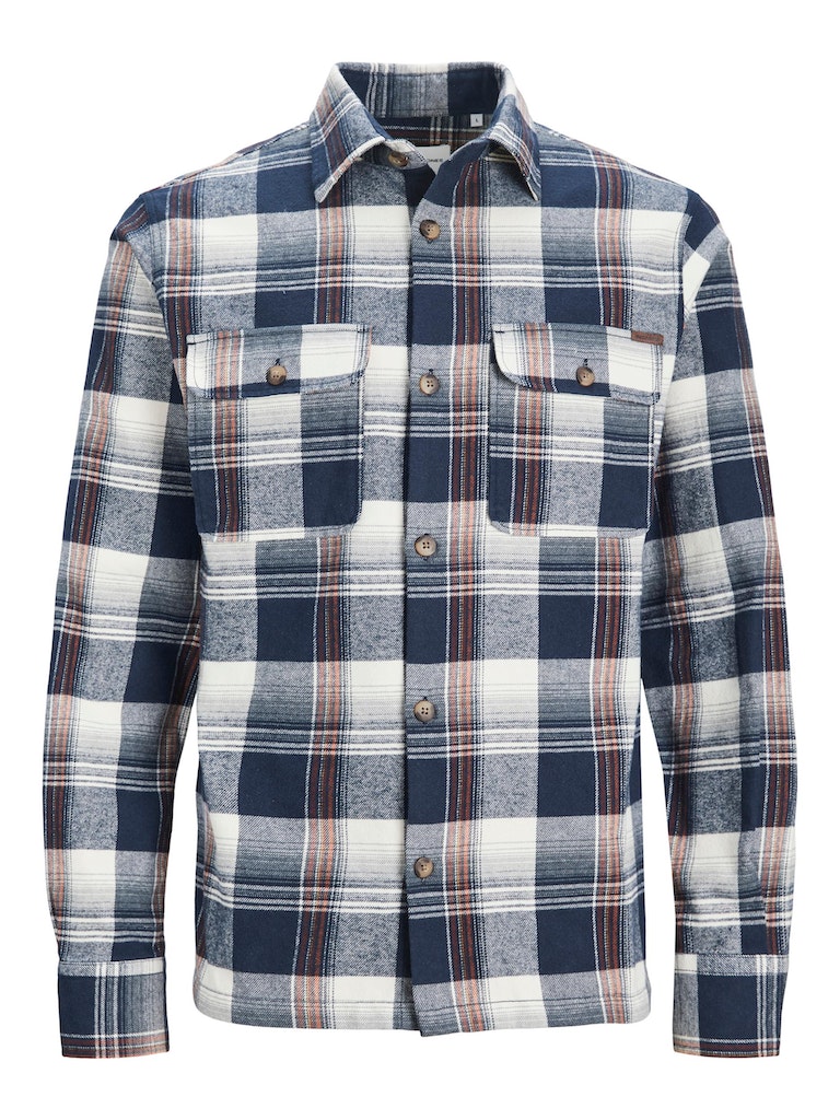 Jack & Jones - Darren Flannel Check Overshirt Navy Blazer