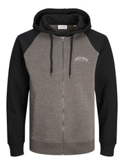 Jack & Jones - Ricky Sweat Zip Hættetrøje - Sort/Koksgrå