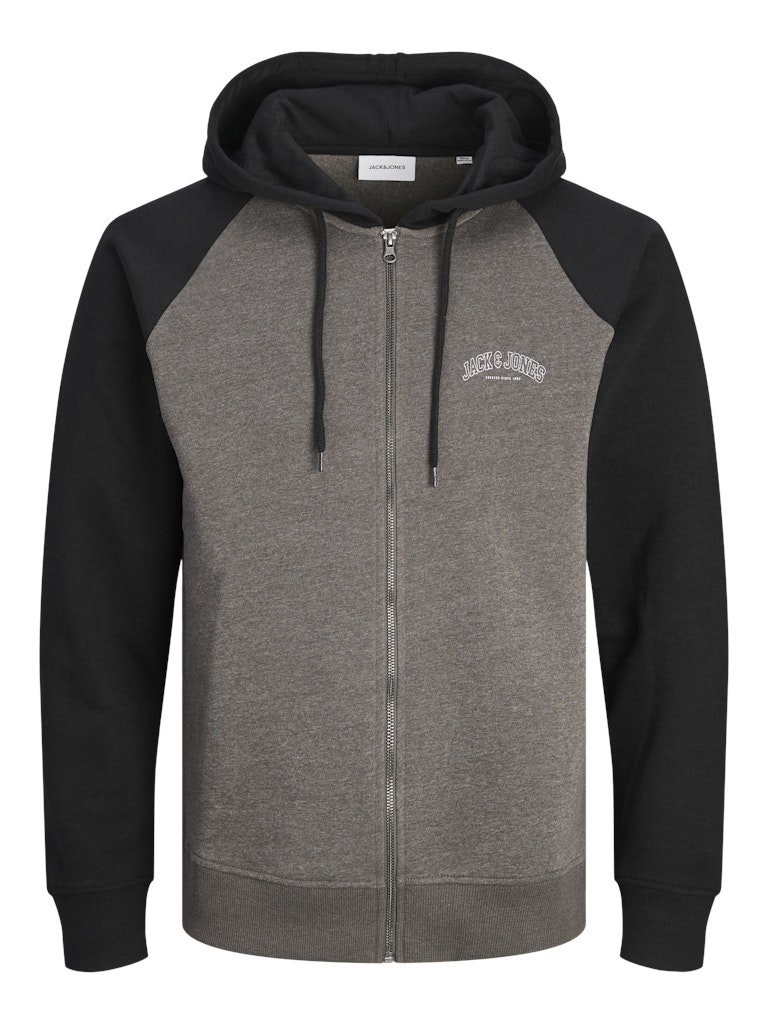 Jack & Jones - Ricky Sweat Zip Hættetrøje - Sort/Koksgrå