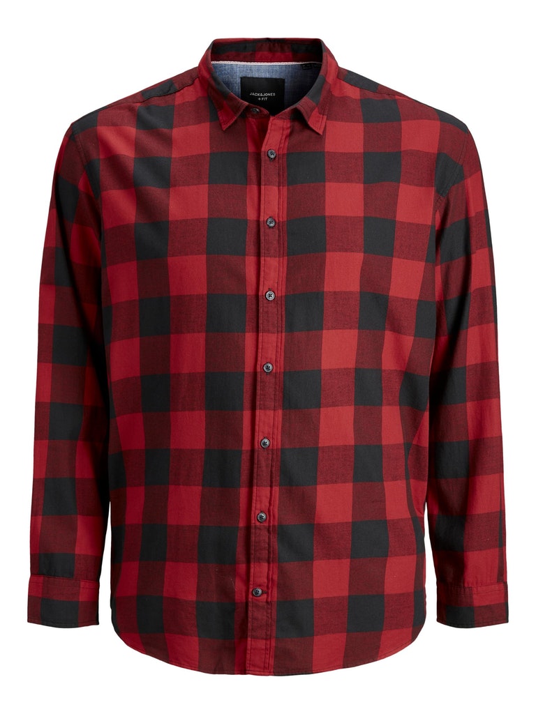 Jack & Jones - Gingham Twill Skjorte Lange ærmer Brick Rød
