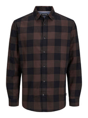 Jack & Jones - Gingham Twill Skjorte Lange ærmer Seal Brown