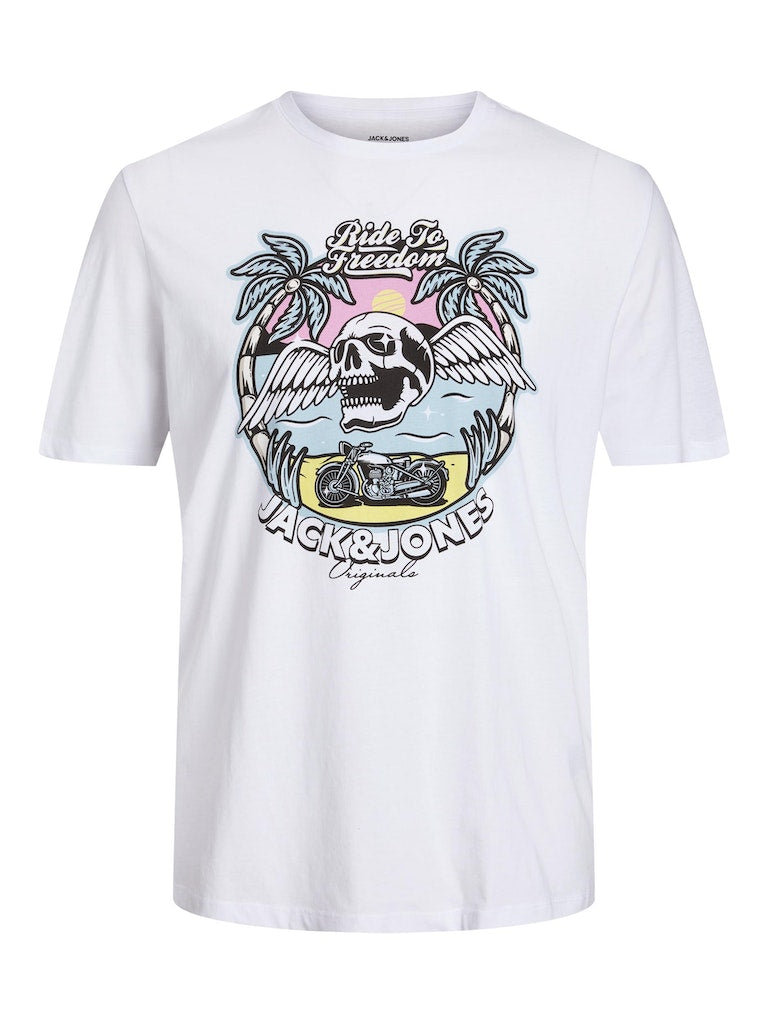 Jack & Jones  - Beachbone Skull T-Shirt Hvid