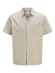 Jack & Jones  - Ceaston Seersucker Skjorte S/S - Silver Lining