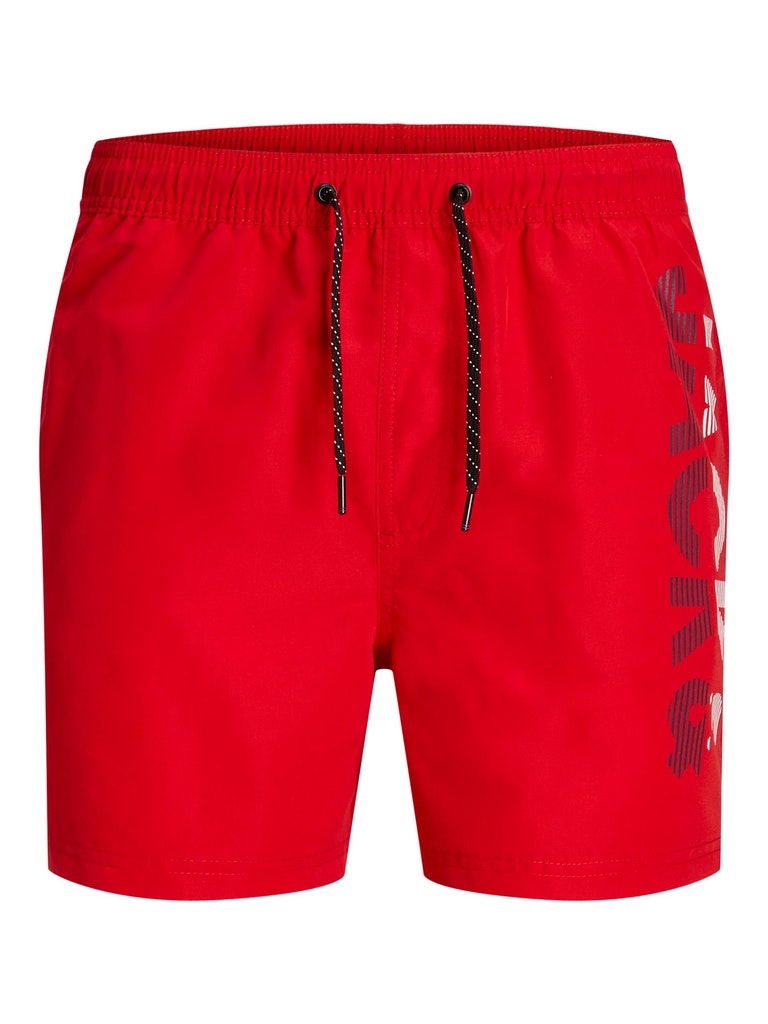 Jack & Jones - Fiji Logo Badeshorts Rød
