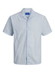Jack & Jones  - Easter Palma Seersucker Skjorte S/S - Stribet Cashmere Blue
