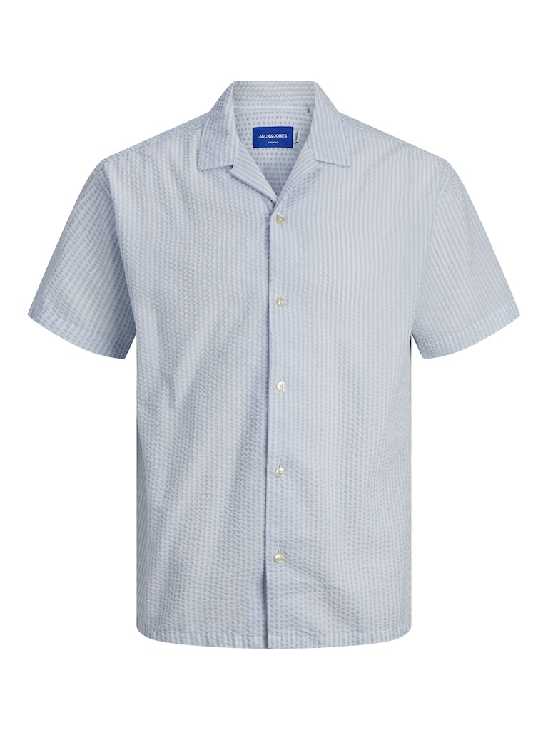 Jack & Jones  - Easter Palma Seersucker Skjorte S/S - Stribet Cashmere Blue