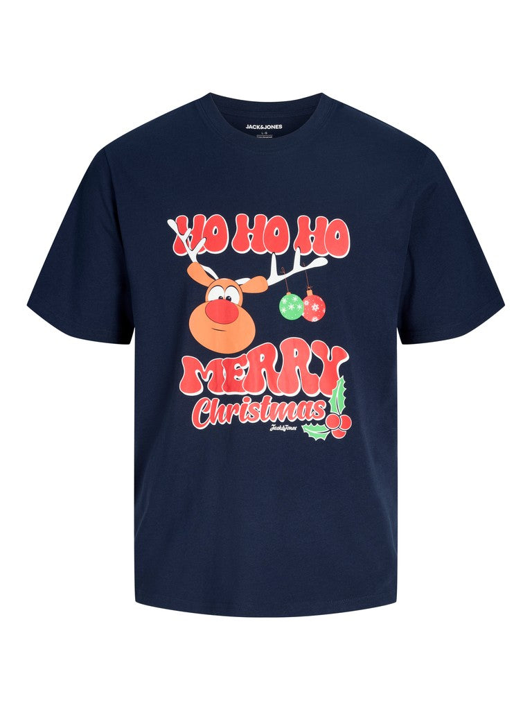 Jack & Jones - Xmas Fun Ho Ho Ho T-Shirt – Navy Blazer - 3XL-8XL