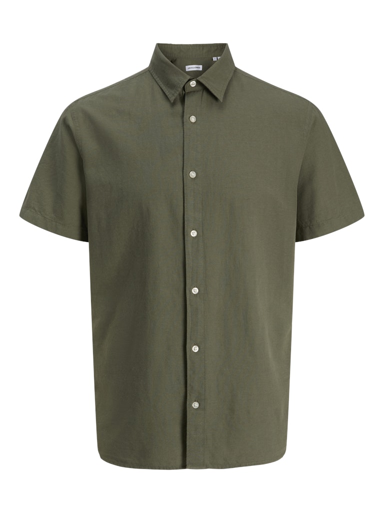 Jack & Jones - Breeze Linen m. kort ærme - Dusty Olive