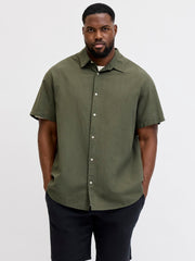 Jack & Jones - Breeze Linen m. kort ærme - Dusty Olive
