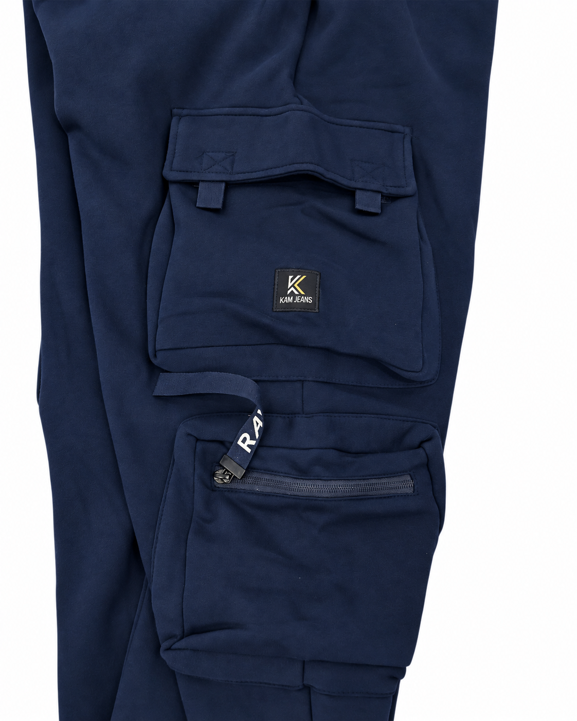 Kam - Raw Denim Cargo Jogging Bukser - Navy (2XL-8XL)