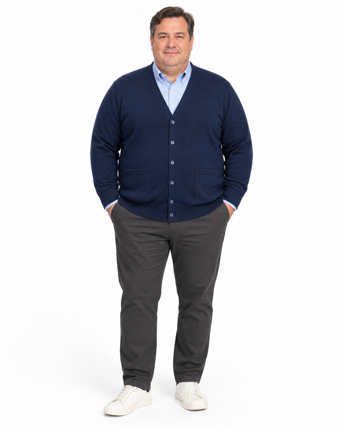 Espionage - Strik V-neck Cardigan - Navy - 3XL-7XL