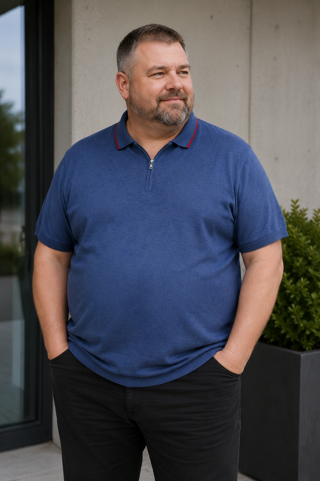 Espionage - Tipped Strik Polo - Denim/Rød