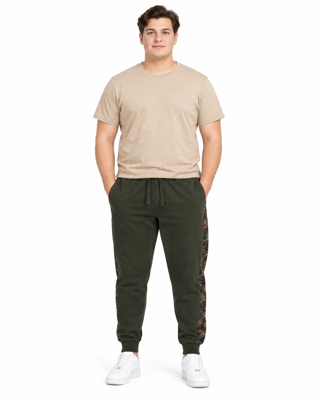Kam - Panelled Camo Jogging Buks - Khaki