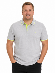 Jack & Jones - Paulos Polo - Light Grey Melange/Neon