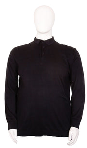 Espionage - Strikket Polo m. Lange Ærmer - Sort
