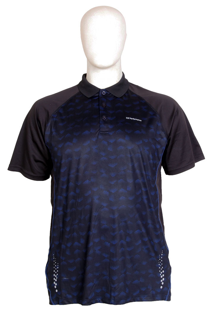 Espionage - Mønstret Performance Polo - Sort/Navy