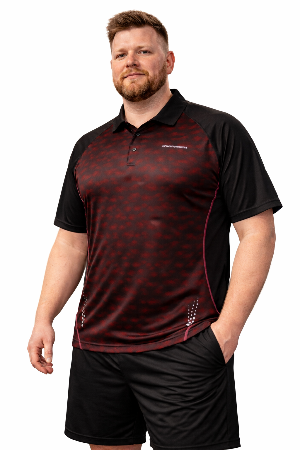 Espionage Performance Polo – Sort/Rød med Refleks (2XL–8XL)