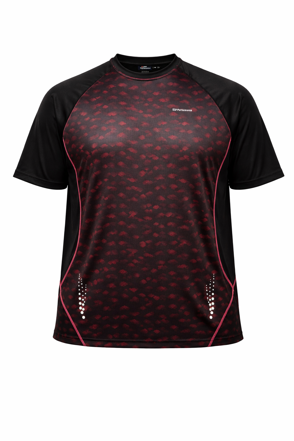 Espionage Performance T-Shirt – Sort/Rød med Refleks (2XL–8XL)