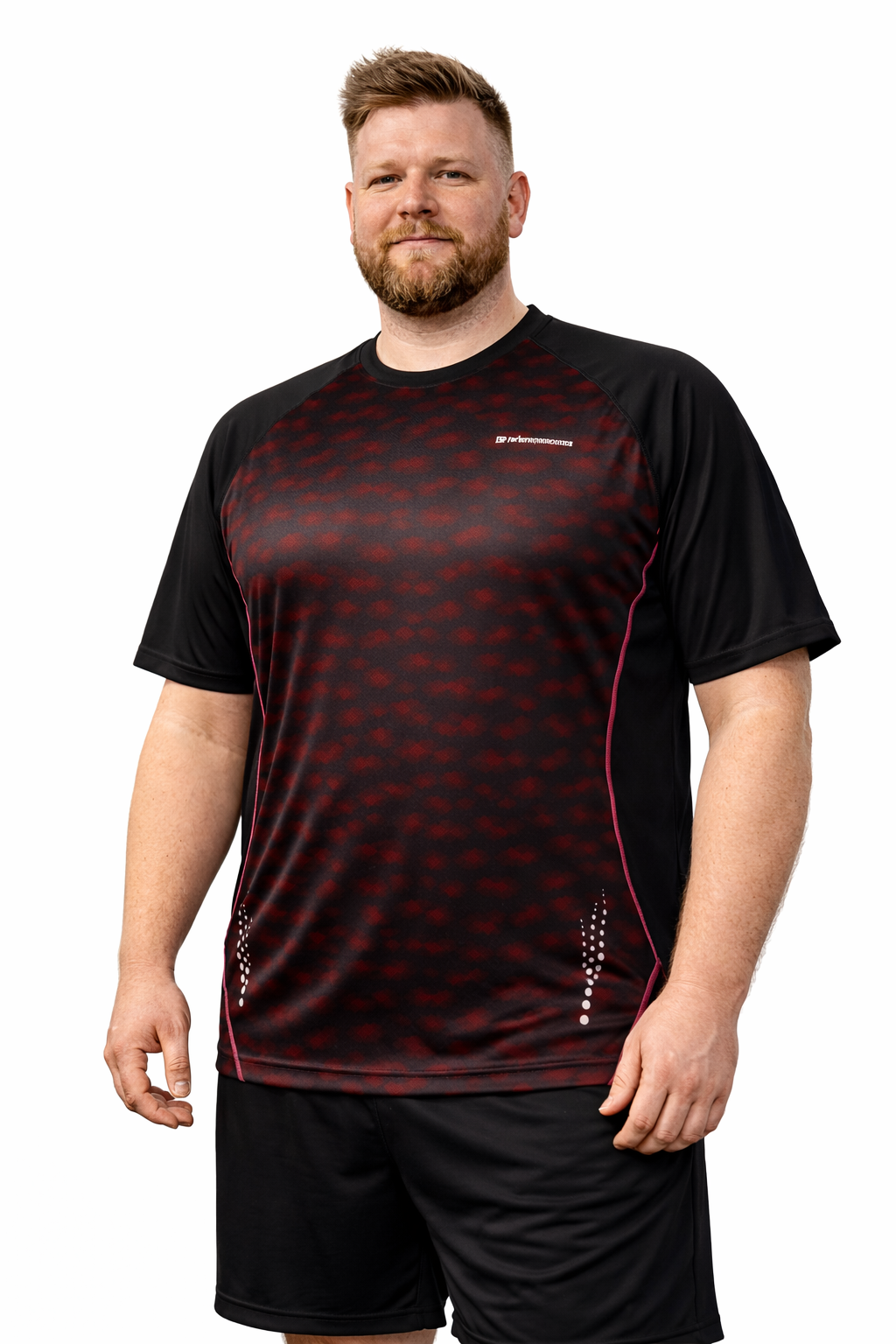 Espionage Performance T-Shirt – Sort/Rød med Refleks (2XL–8XL)