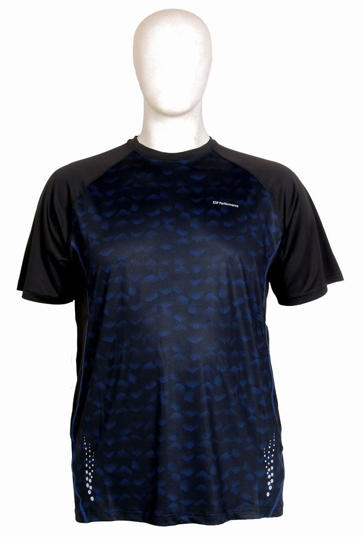 Espionage - Mønstret Performance T-Shirt - Sort/Navy