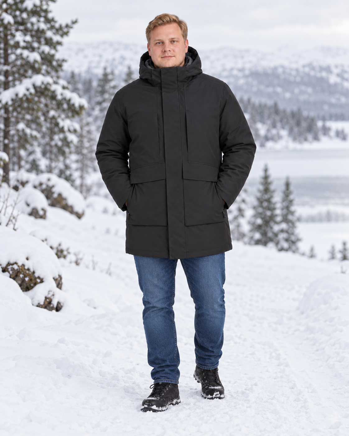 Jack & Jones - Moon Lang Parka Jakke - Sort (3XL-8XL)