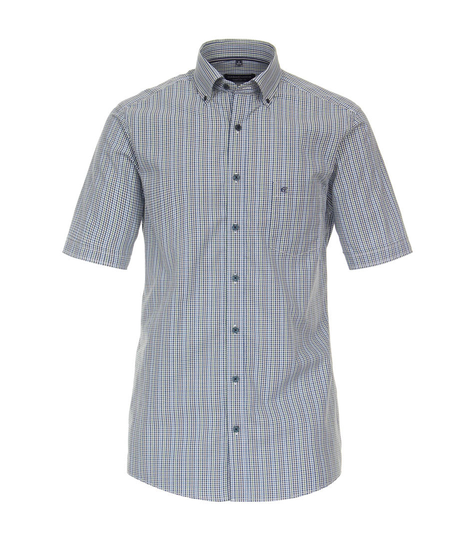 Casa Moda - Oskar Comfort Ternet Skjorte S/S Grøn