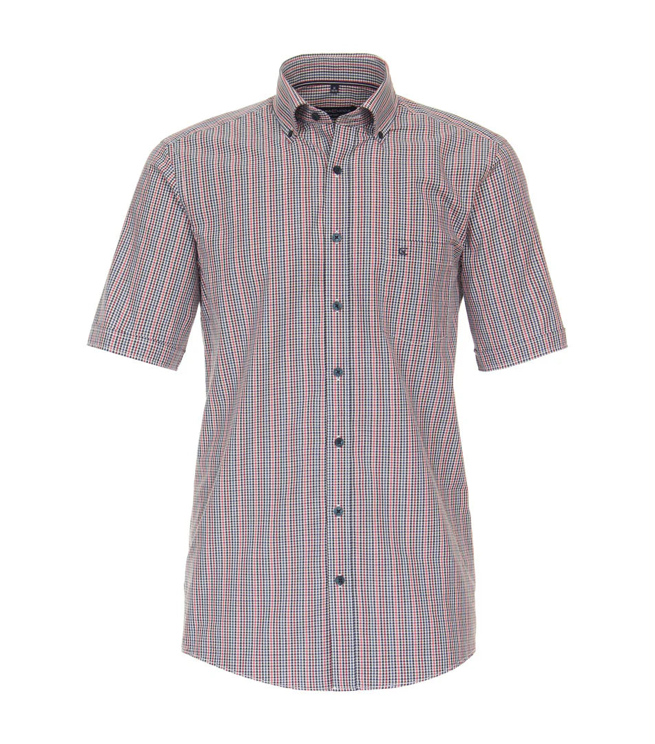 Casa Moda - Oskar Comfort Ternet Skjorte S/S Rød