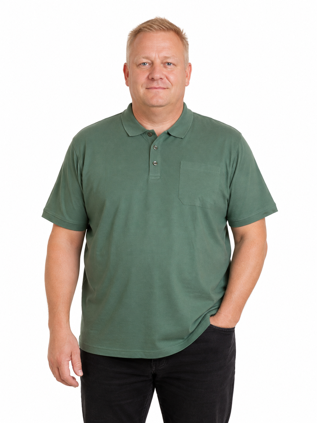 Espionage - Ensfarvet Bomulds Polo - Sage