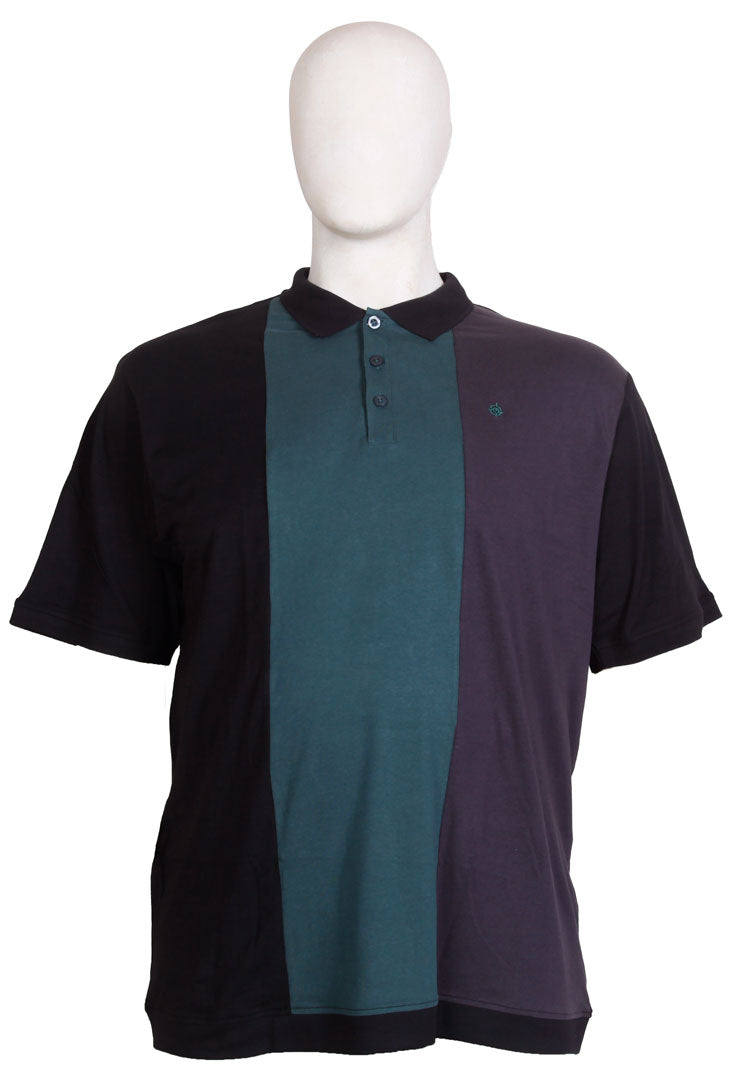 Espionage - Cut & Sew Polo Sort/Grøn/Koksgrå