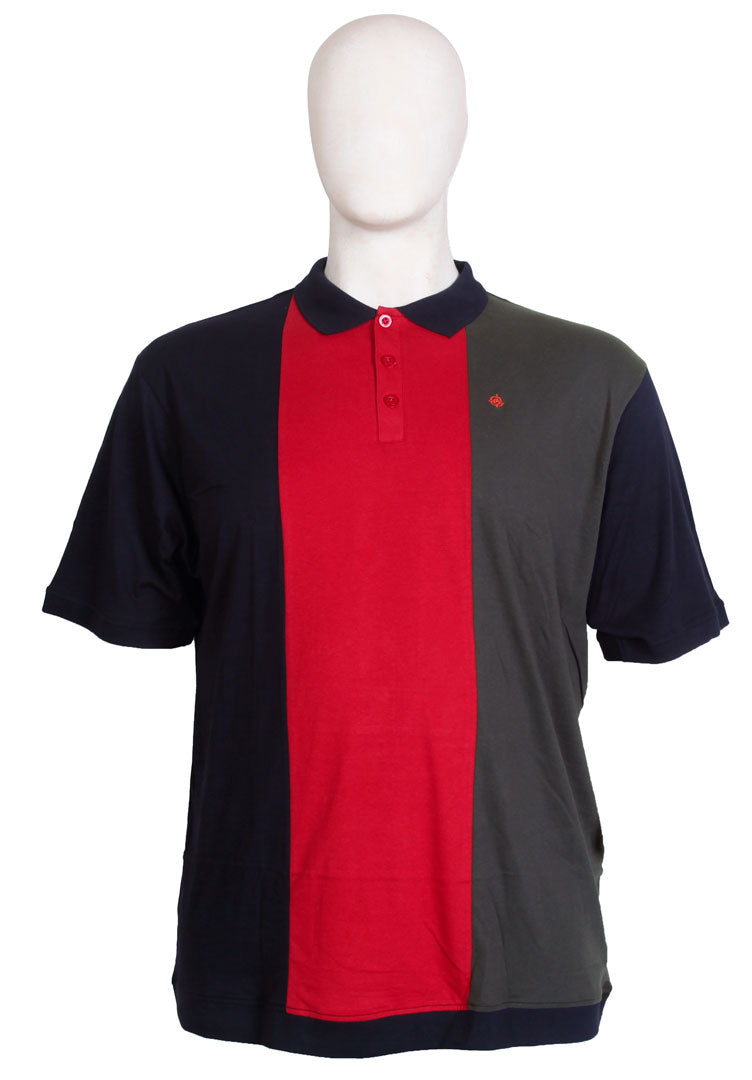 Espionage - Cut & Sew Polo Sort/Orange/Koksgrå
