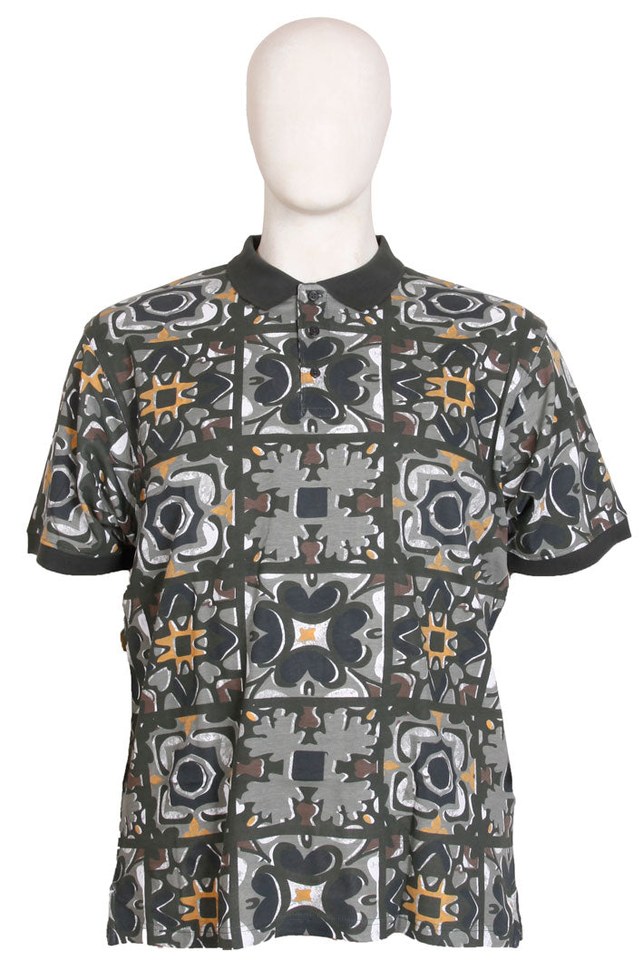 Espionage - Abstract Print Polo - Dark Olive