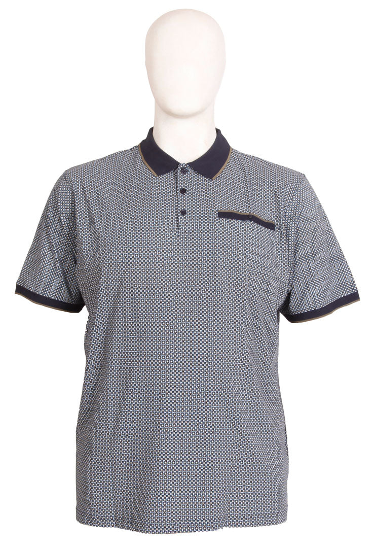 Espionage - Jersey Print Polo - Navy/Olive