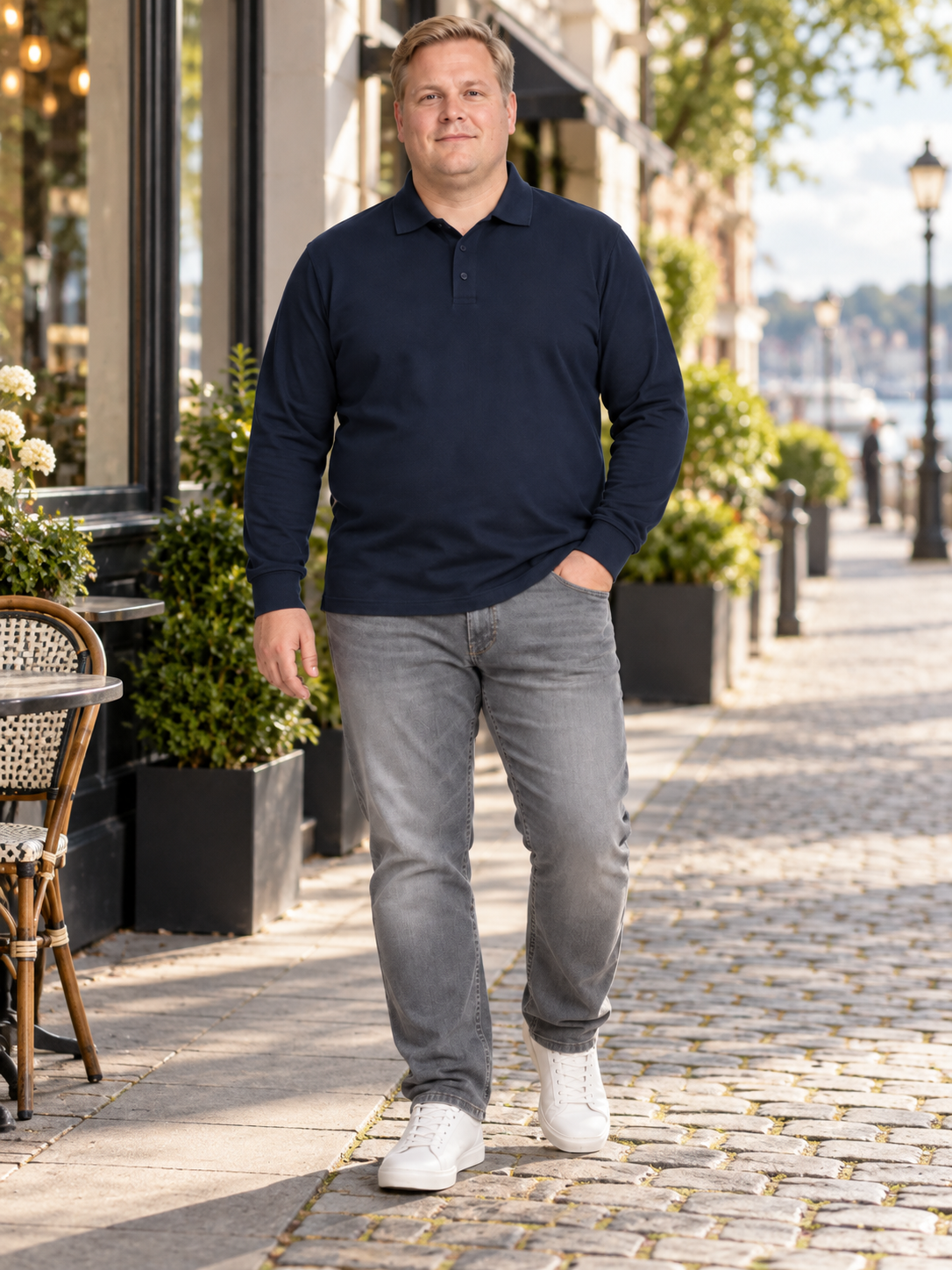 Espionage - Langærmede Pique Polo 2XL–6XL