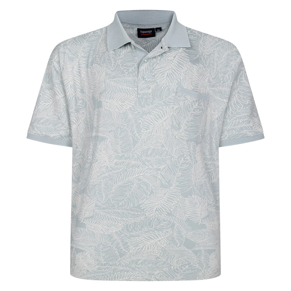 Espionage Polo – Lys Grøn med Tropisk Print (2XL–8XL)