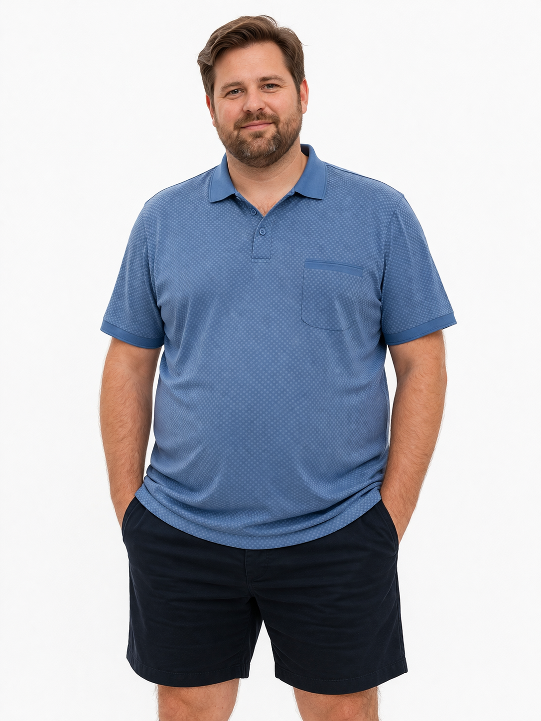 Espionage Polo – Blå Mønstret (2XL–8XL)