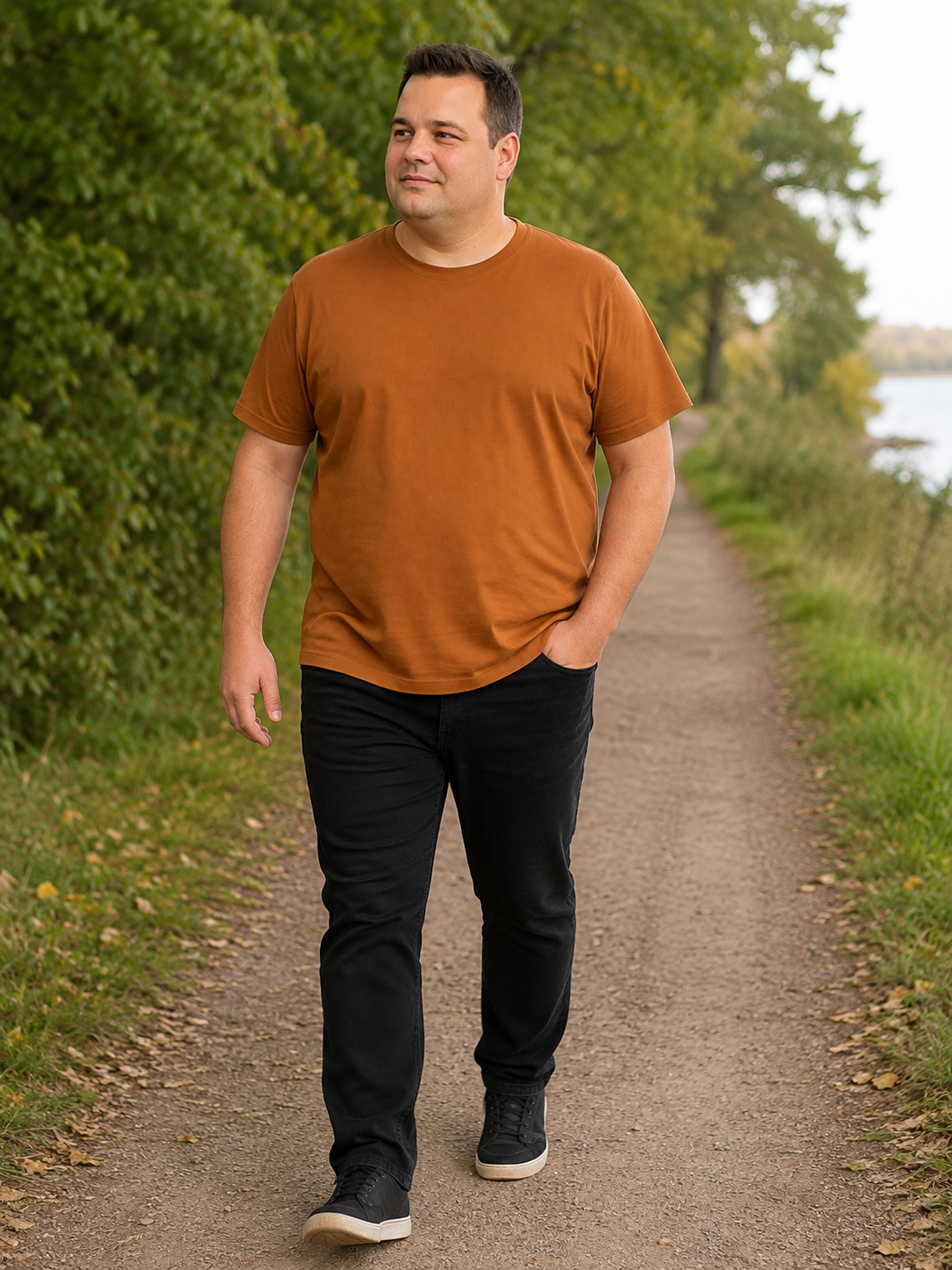 Stolen Denim - Ensfarvet Pima Cotton T-Shirt Cinnamon