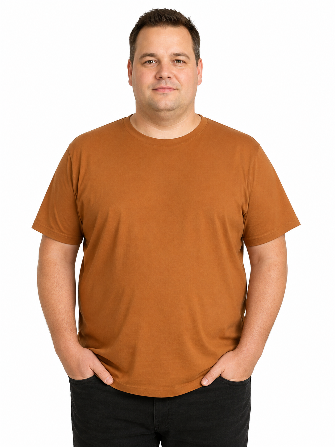Stolen Denim - Ensfarvet Pima Cotton T-Shirt Cinnamon