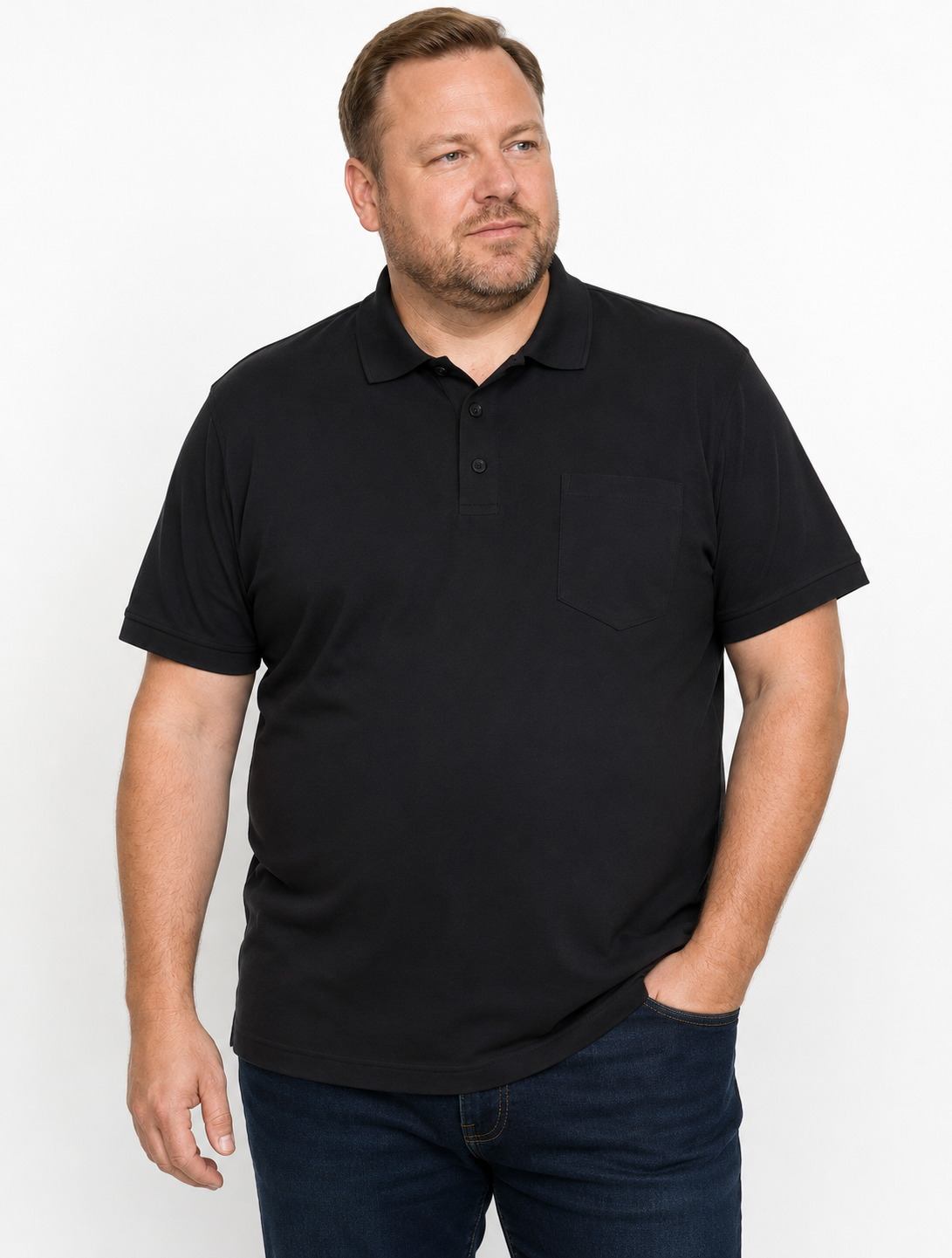 Espionage - Ensfarvet Bomulds Polo - Sort