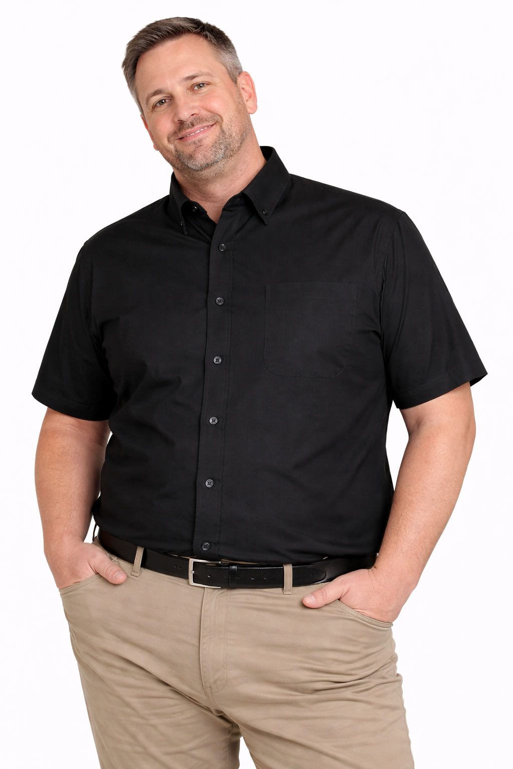 Espionage - Ensfarvet skjorte m. Button down - Sort