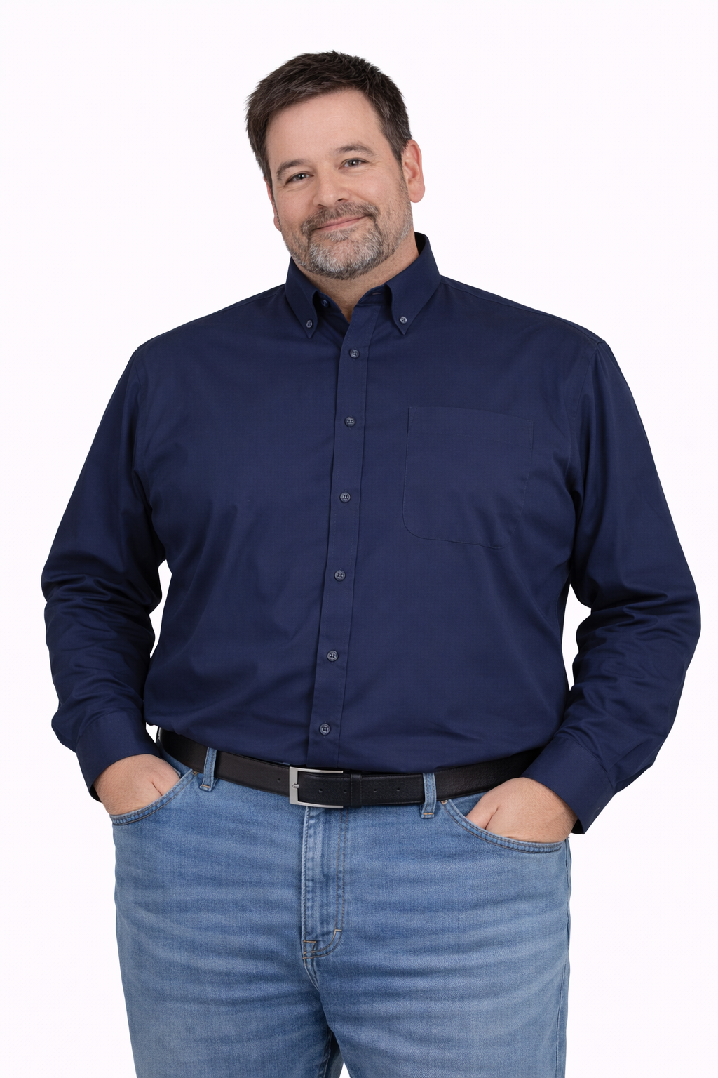 Espionage - L/S Ensfarvet Skjorte Button Down Navy