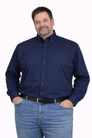 Espionage - L/S Ensfarvet Skjorte Button Down Navy