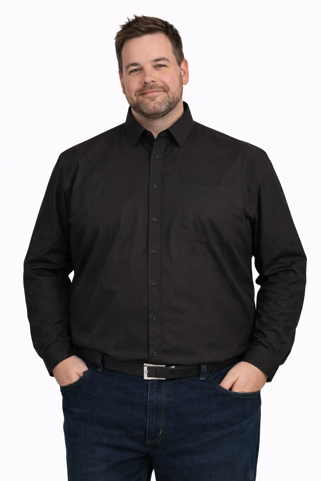 Espionage - Ensfarvet Skjorte Med Lange Ærmer Sort