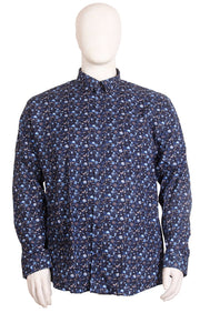Espionage - Tony Floral Print Skjorte m. Lange Ærmer - Navy