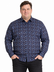 Espionage - Tony Floral Print Skjorte m. Lange Ærmer - Navy