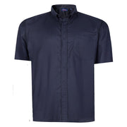 Espionage - Ensfarvet Stretch Twill Skjorte m. Korte Ærmer - Navy