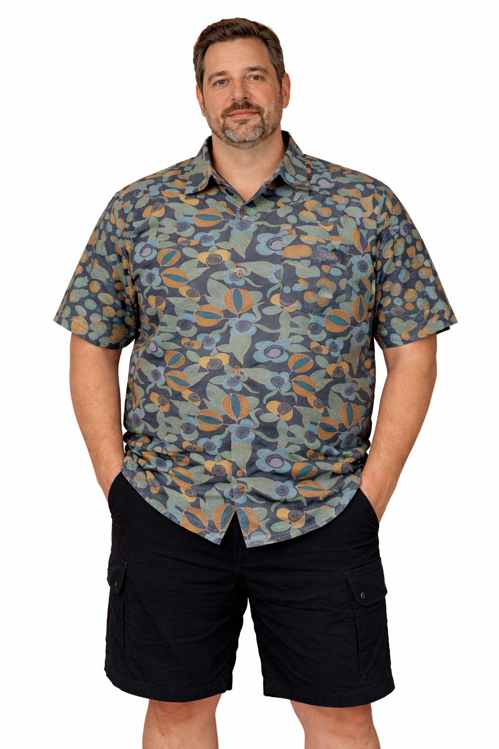 Espionage – Grøn/Blå Retro Print (2XL–8XL)