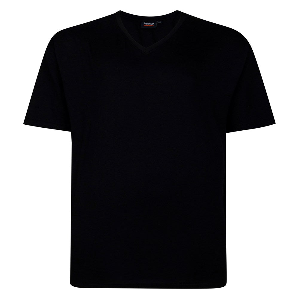 Espionage - Ensfarvet V Neck T-Shirt - Sort