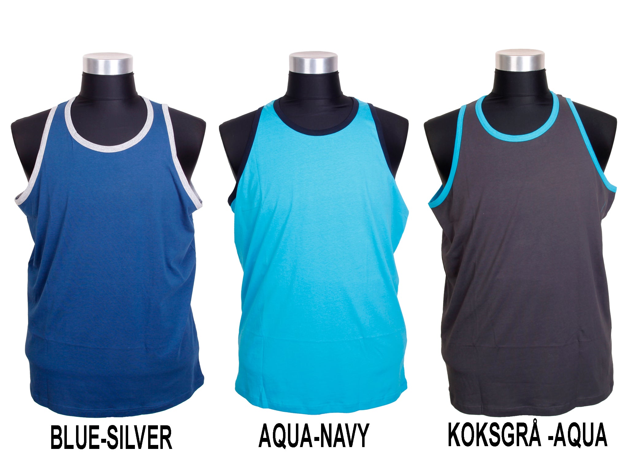 Espionage  - Ensfarvet Kontrast Tanktop - Koksgrå/Aqua