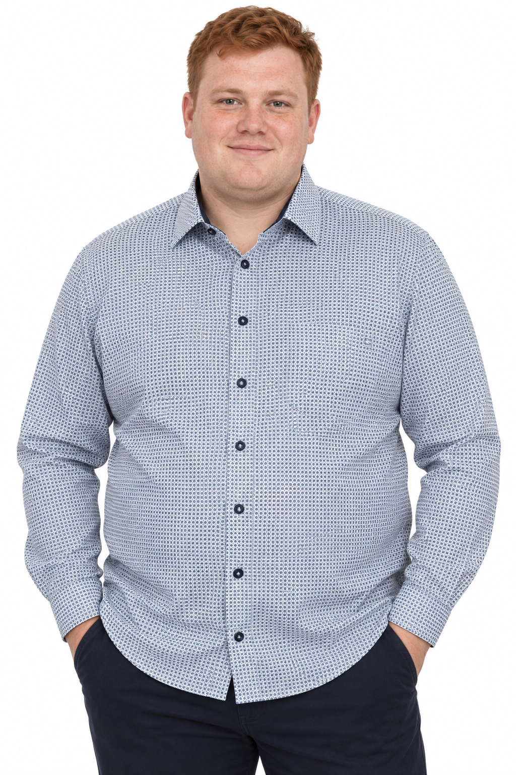Casa Moda Tim print skjorte på kraftig mandlig model
